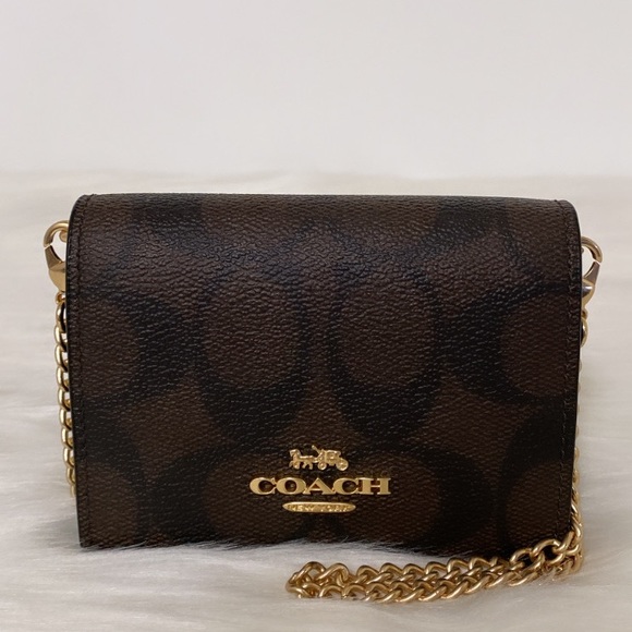 New💃Coach Mini Wallet On A Chain Signature Canvas - Picture 4 of 7